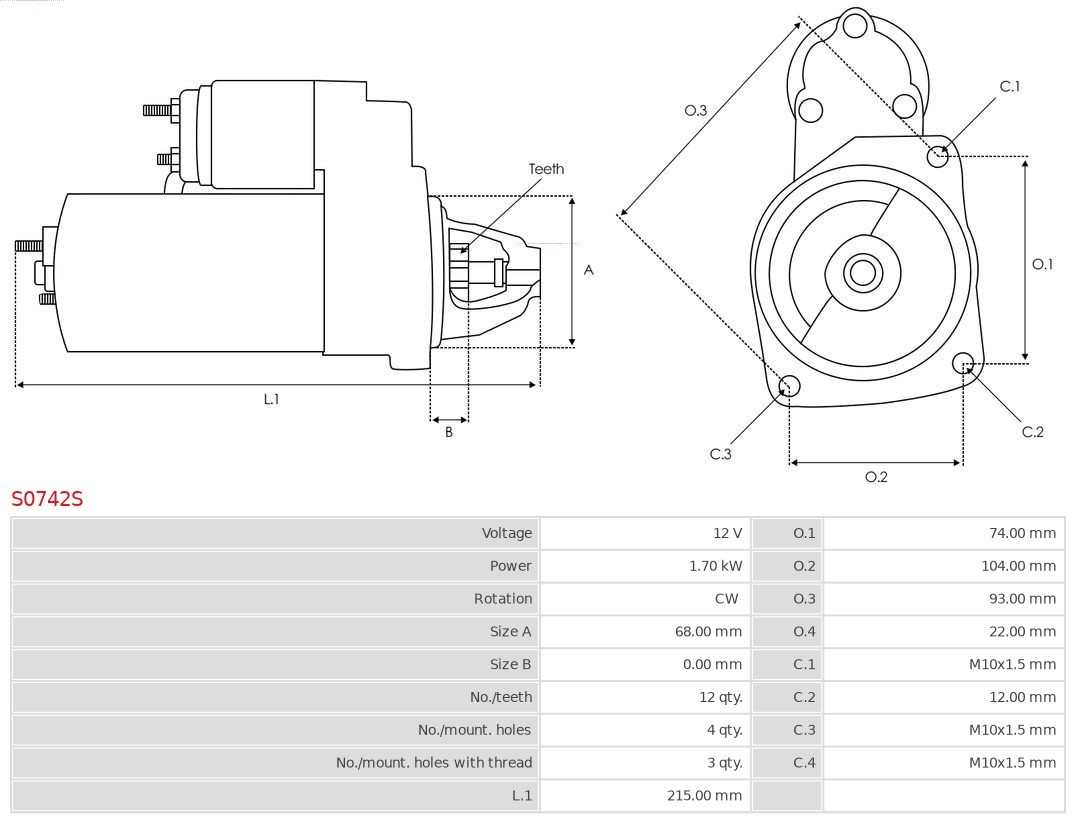 AS-PL S0742S Brandneu AS-PL Starter