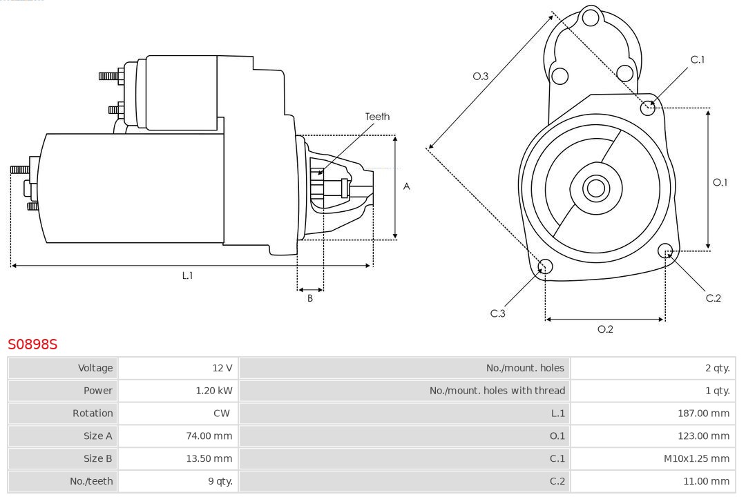 AS-PL S0898S Brandneu AS-PL Starter