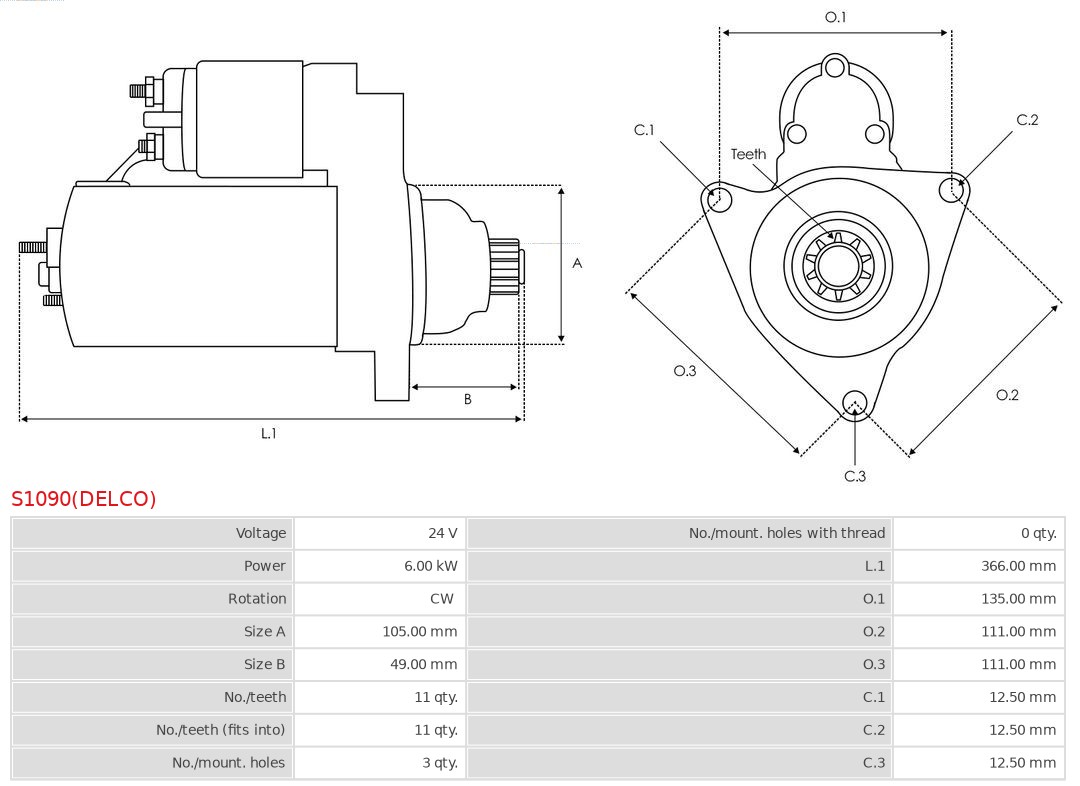 AS-PL S1090(DELCO) Brandneu Delco Starter
