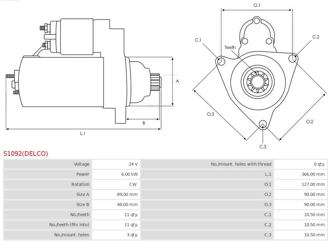 AS-PL S1092(DELCO) Brandneu Delco Starter
