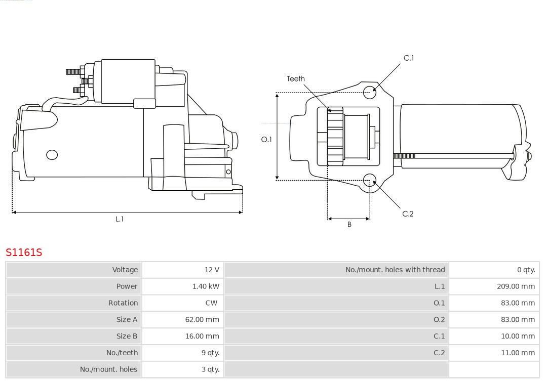 AS-PL S1161S Brandneu AS-PL Starter