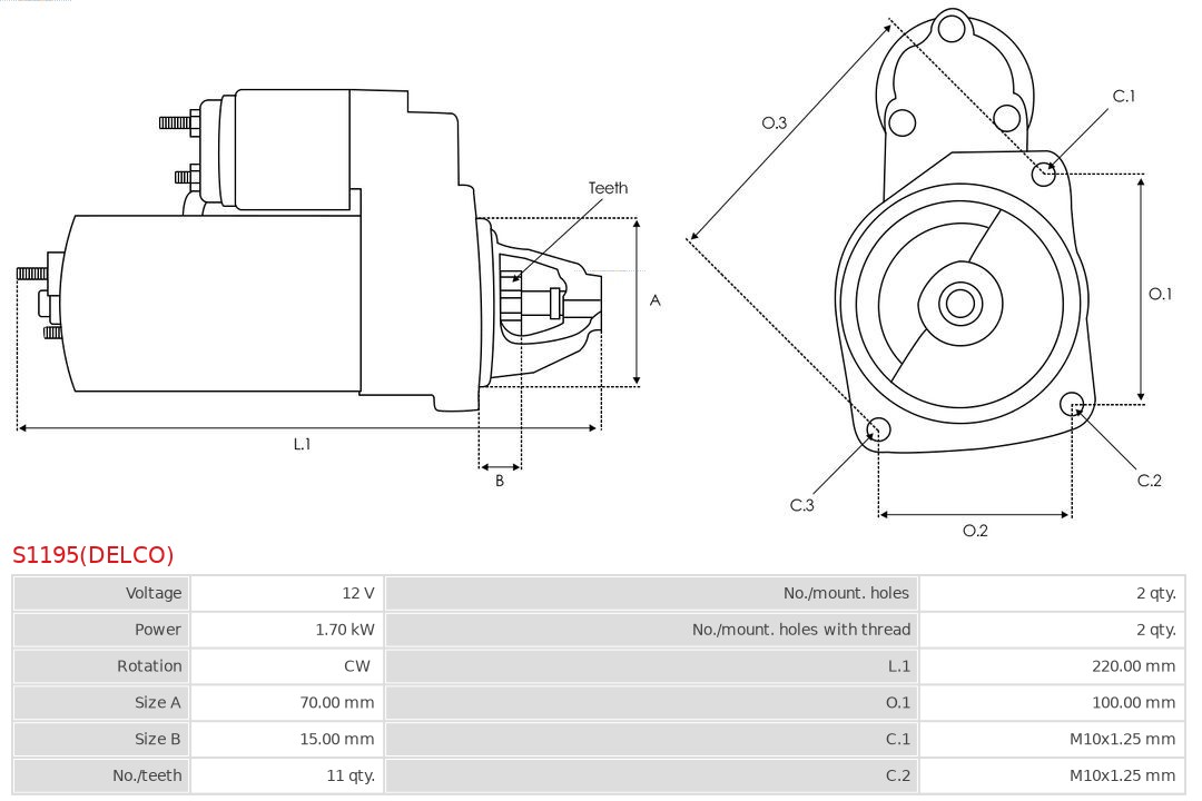 AS-PL S1195(DELCO) Brandneu Delco Starter