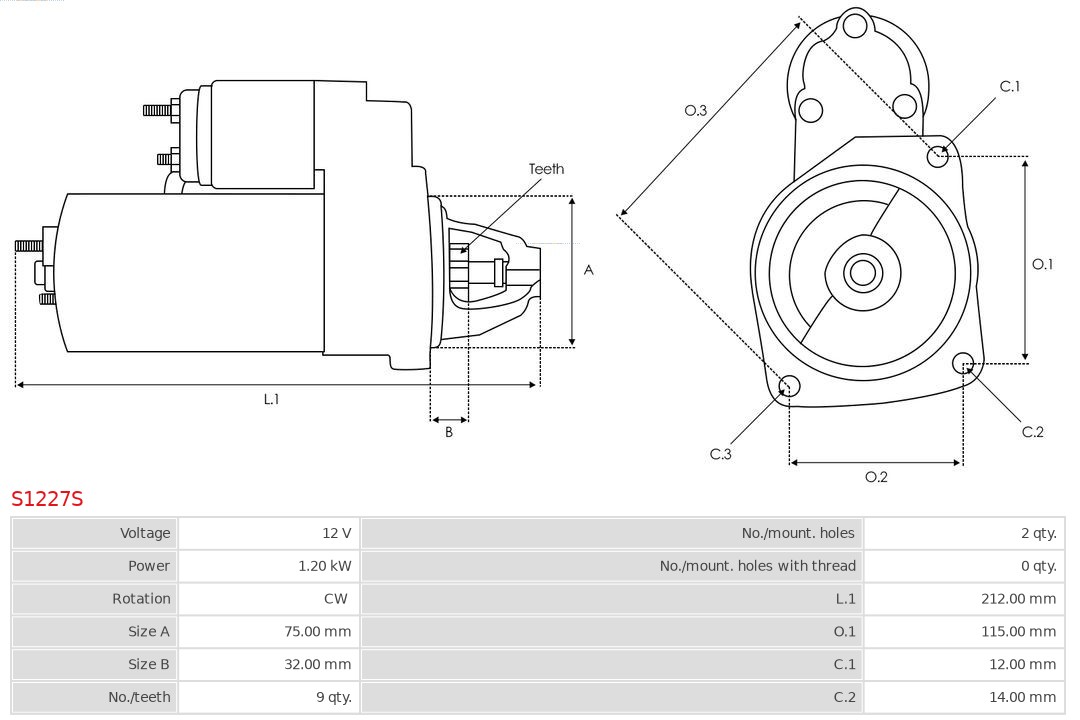 AS-PL S1227S Brandneu AS-PL Starter