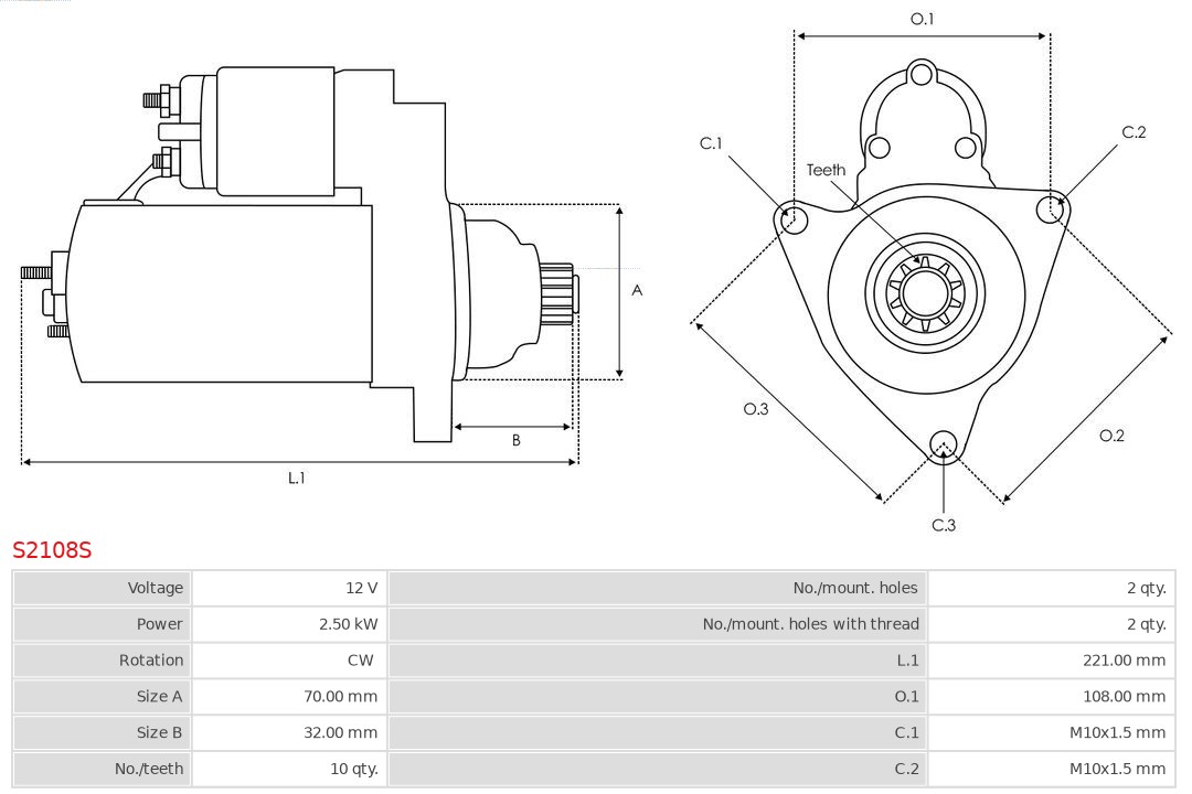 AS-PL S2108S Brandneu AS-PL Starter