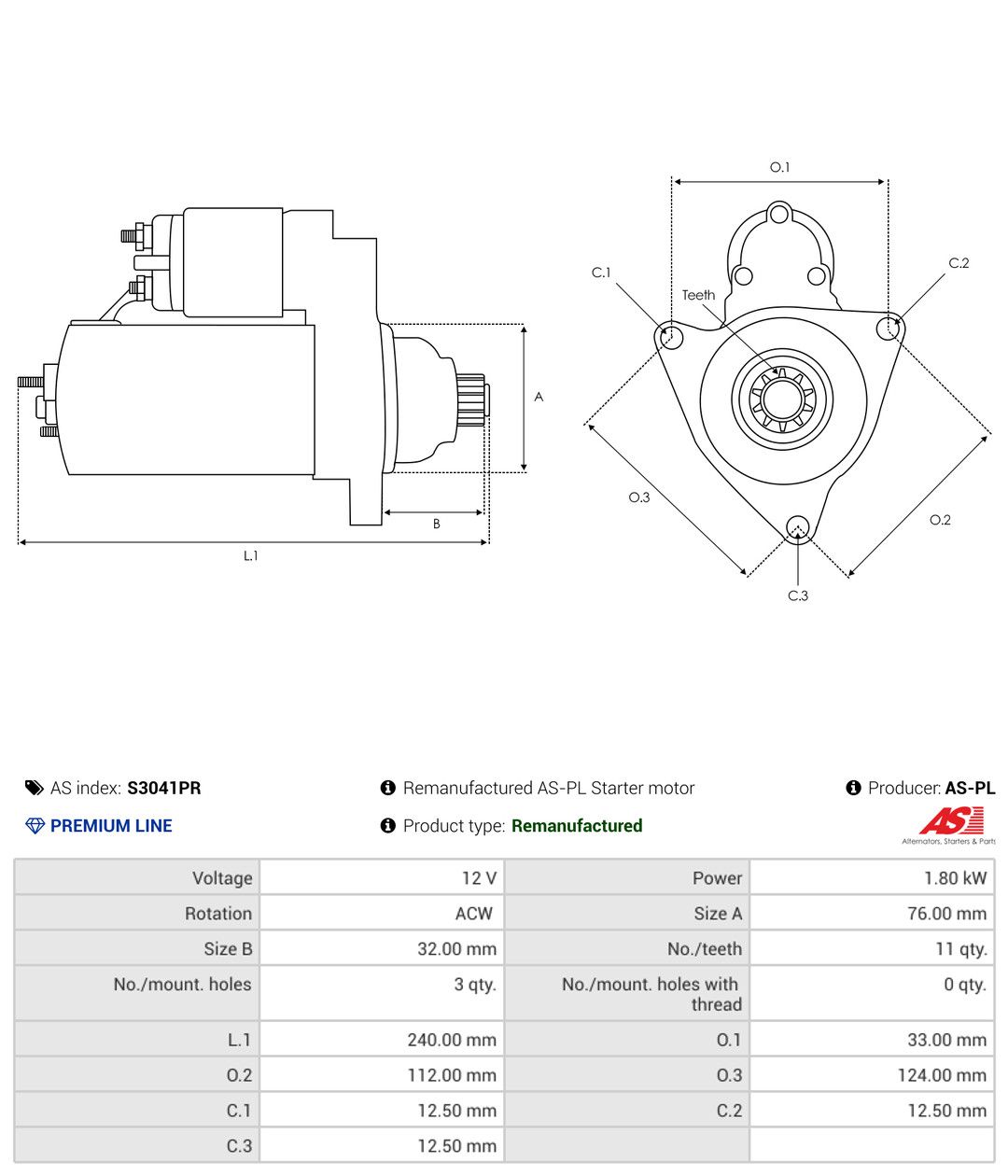 AS-PL S3041PR Starter