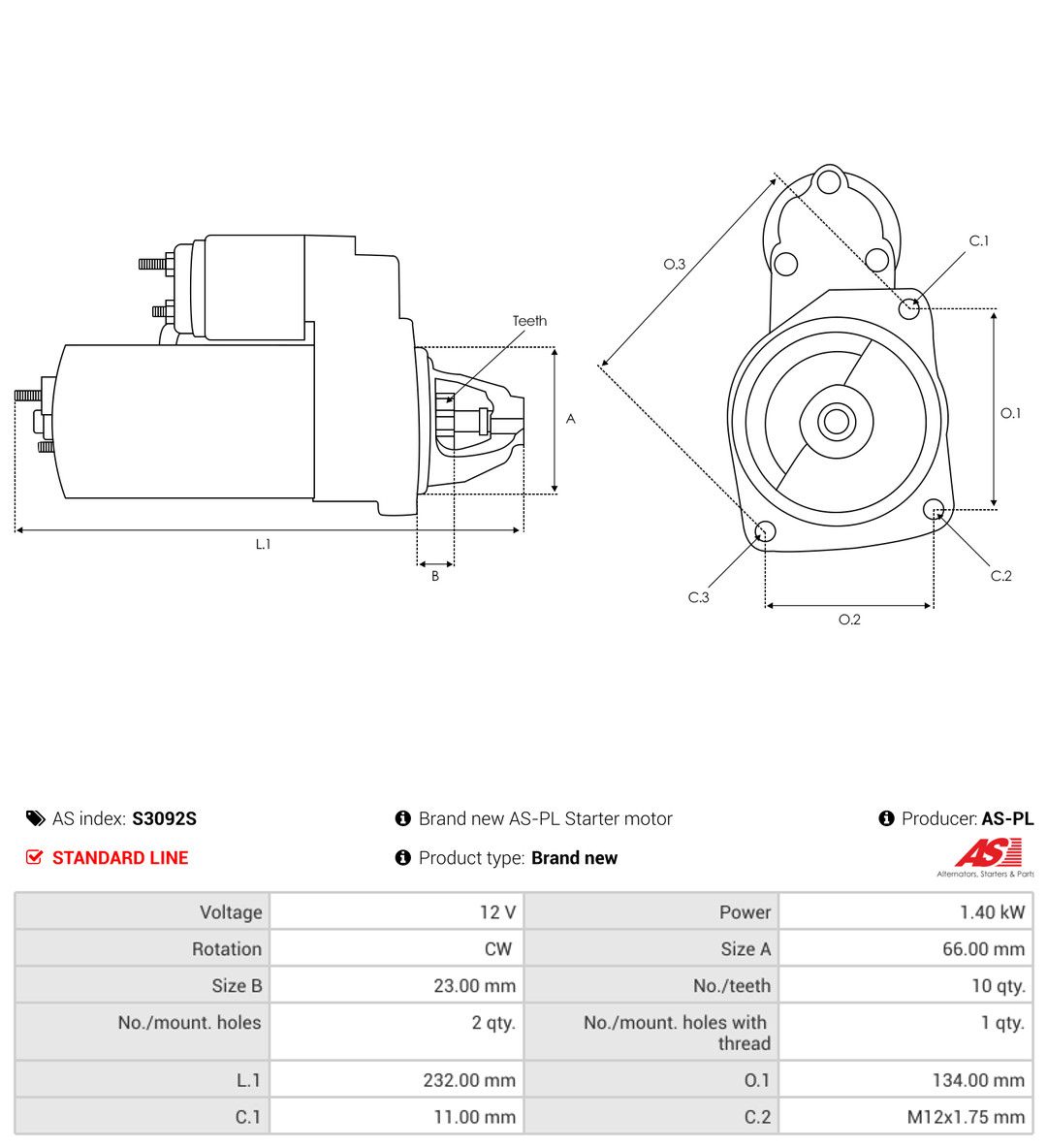 AS-PL S3092S Starter