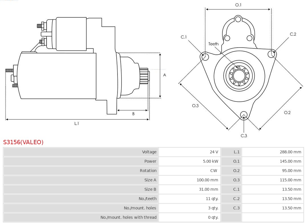 AS-PL S3156(VALEO) Brandneu Valeo Starter