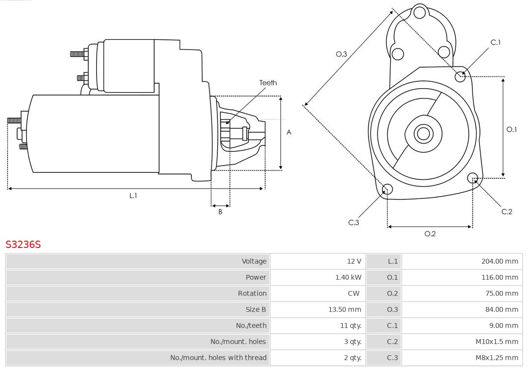 AS-PL S3236S Brandneu AS-PL Starter