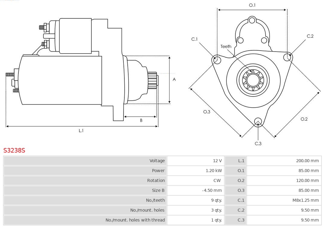 AS-PL S3238S Brandneu AS-PL Starter