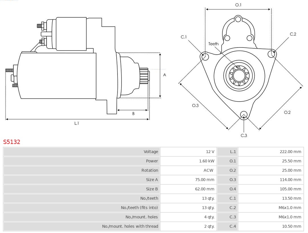 AS-PL S5132 Brandneu AS-PL Starter