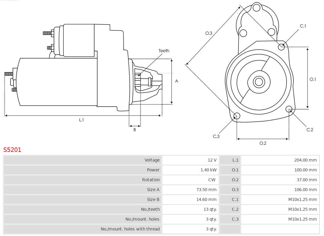 AS-PL S5201 Brandneu AS-PL Starter