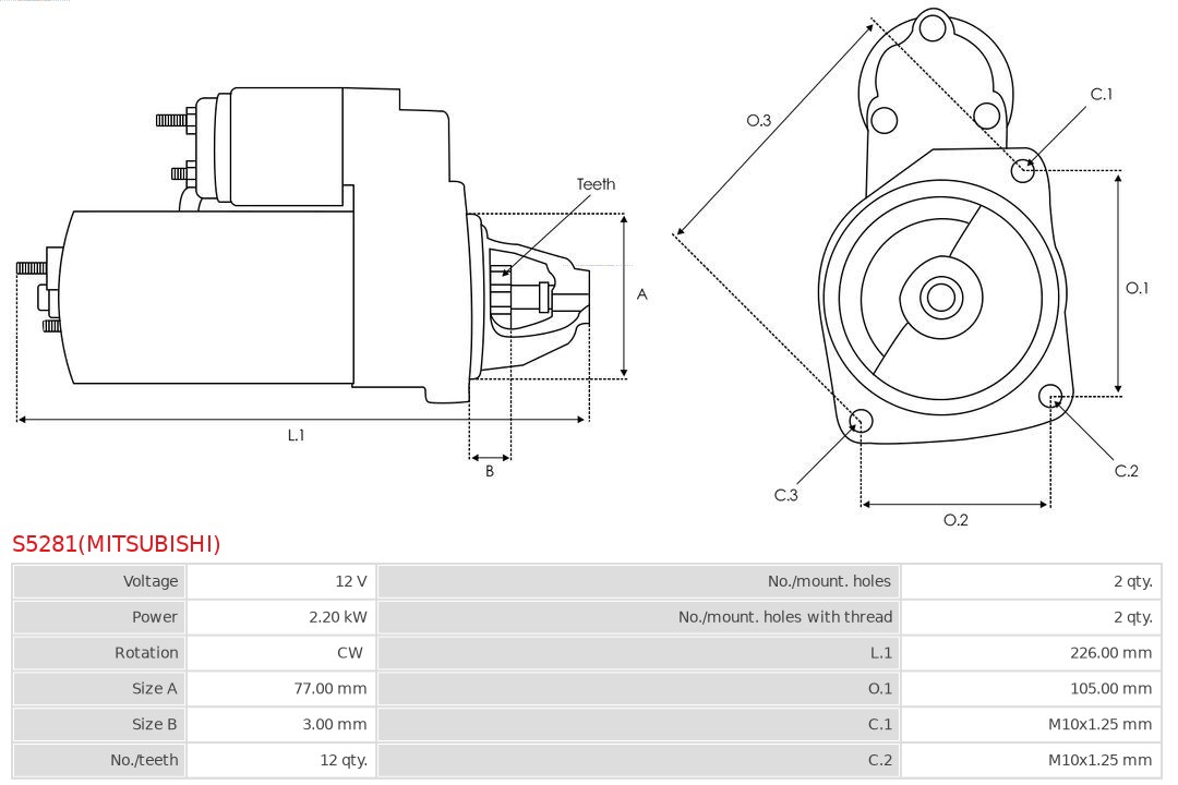 AS-PL S5281(MITSUBISHI) Brandneu Mitsubishi Starter