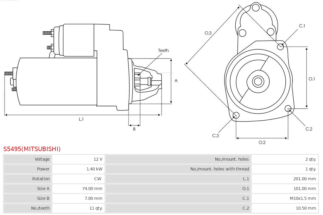 AS-PL S5495(MITSUBISHI) Brandneu Mitsubishi Starter