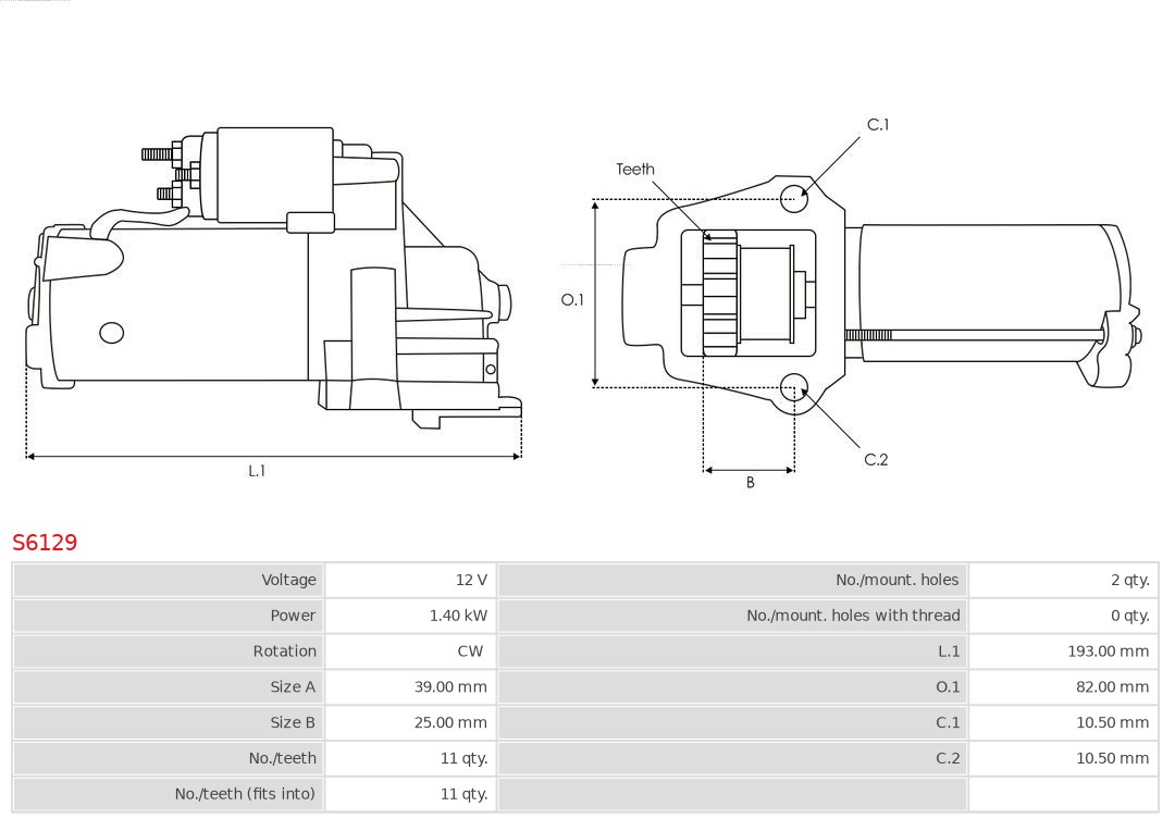 AS-PL S6129 Brandneu AS-PL Starter