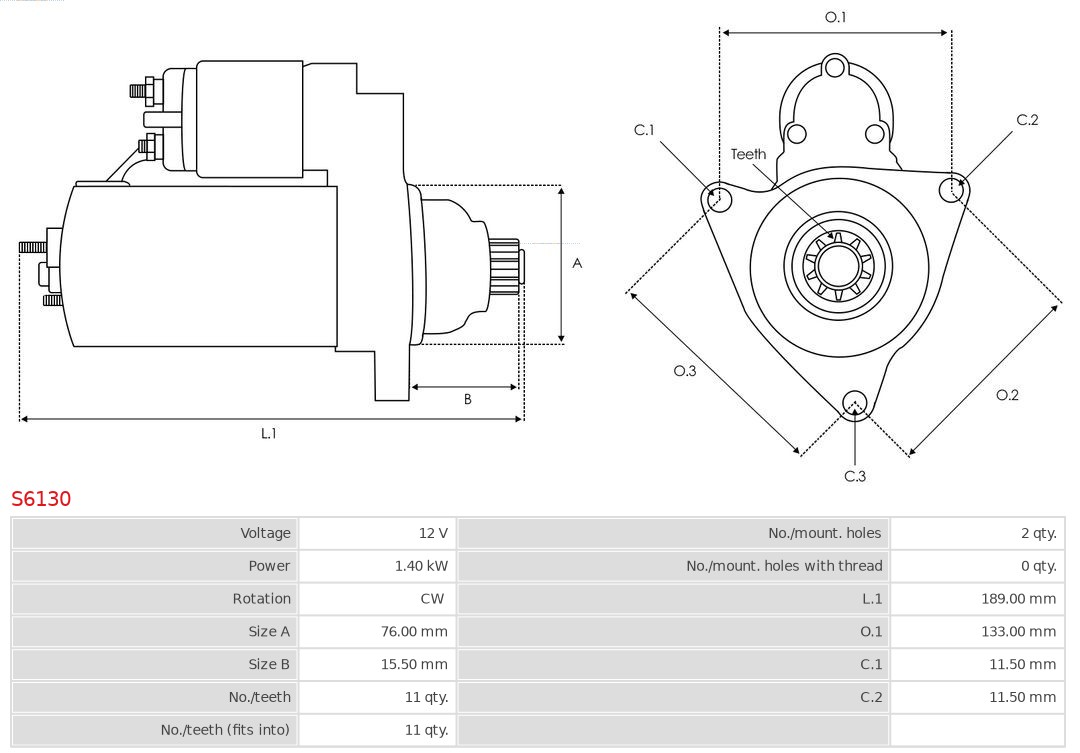 AS-PL S6130 Brandneu AS-PL Starter