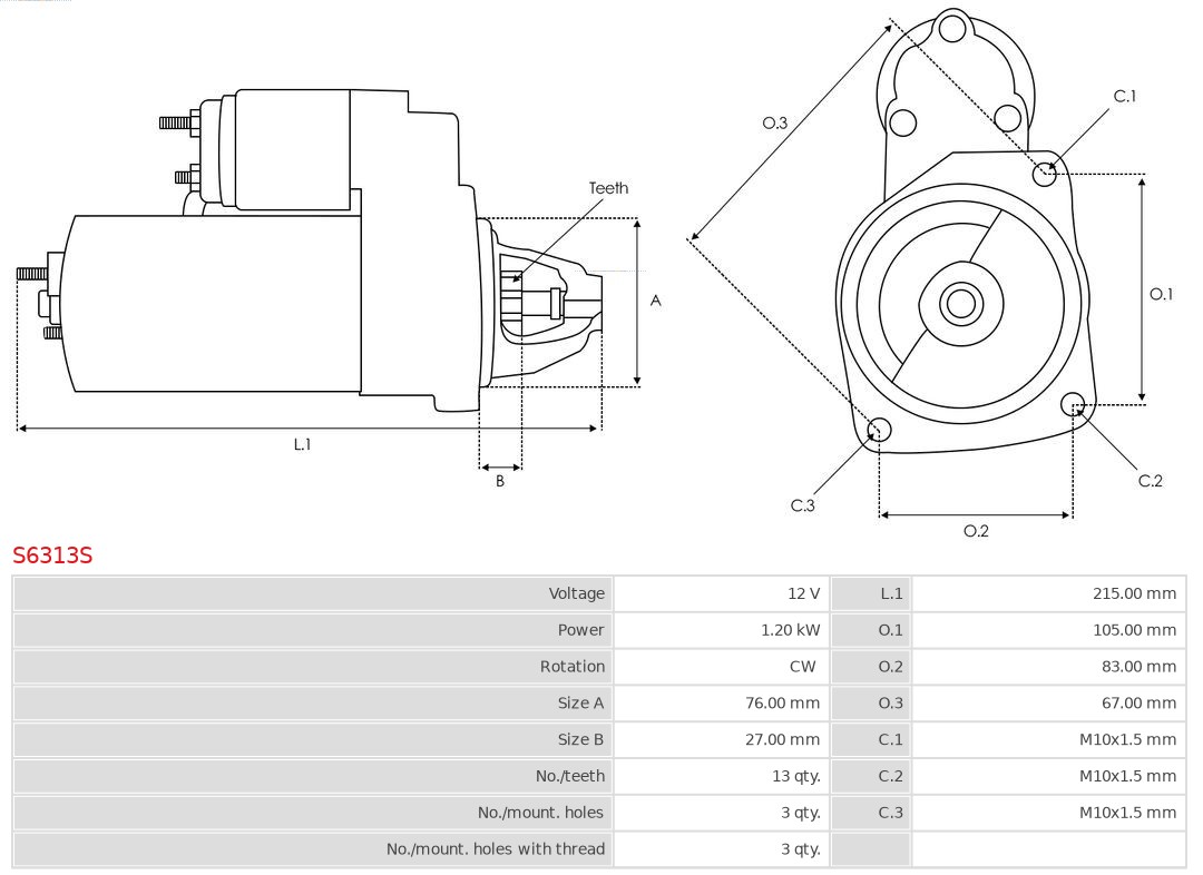 AS-PL S6313S Brandneu AS-PL Starter