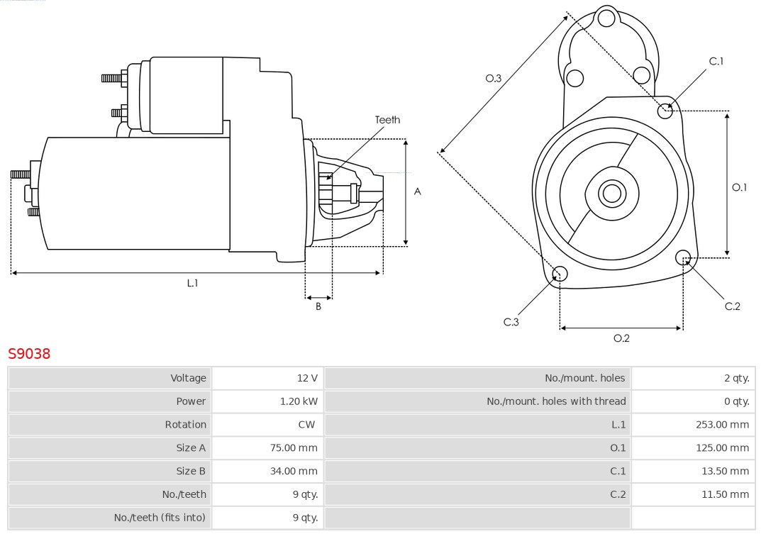 AS-PL S9038 Brandneu AS-PL Starter