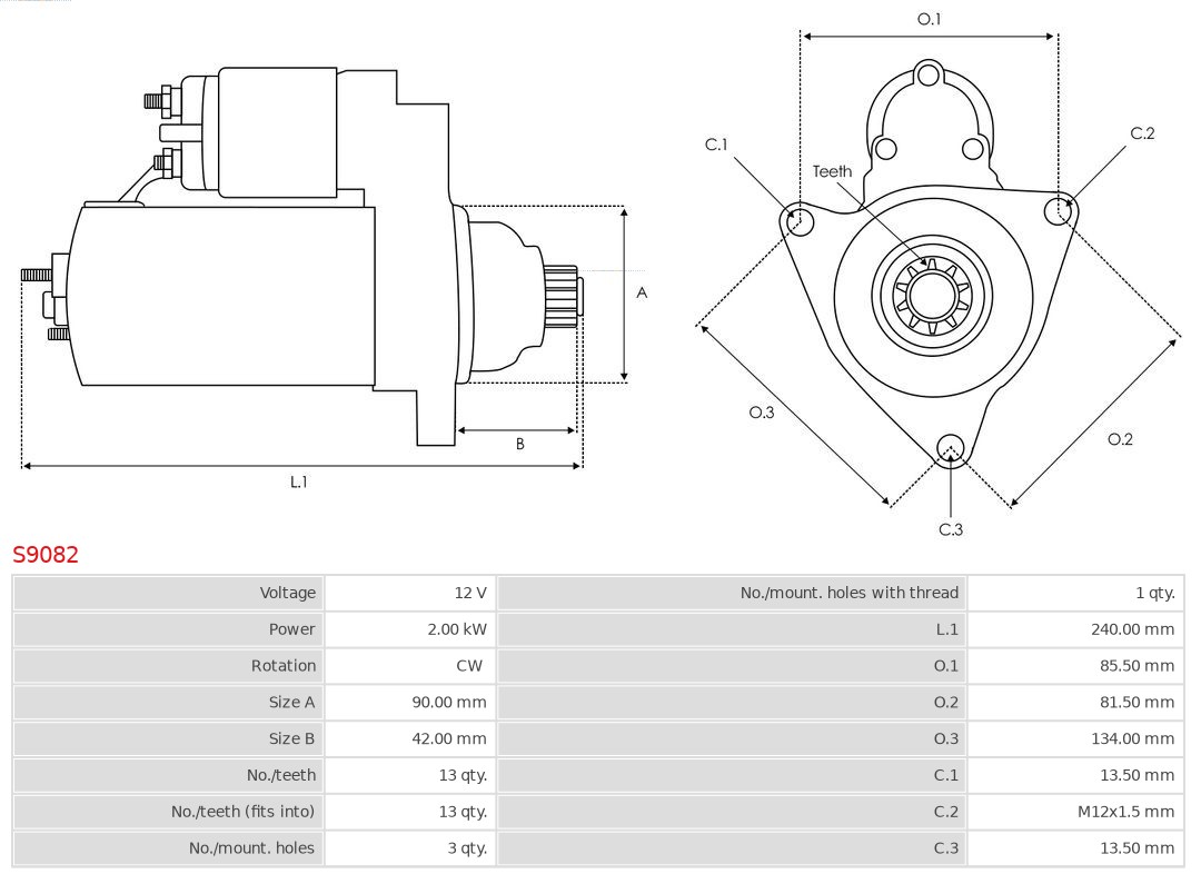 AS-PL S9082 Brandneu AS-PL Starter