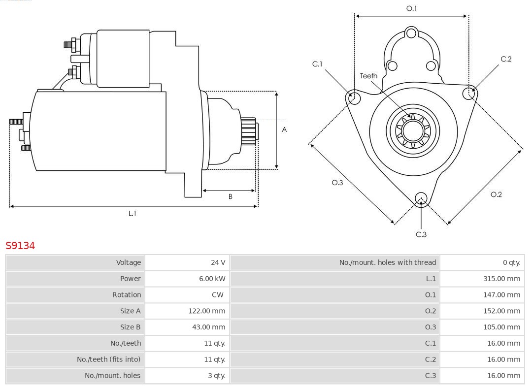 AS-PL S9134 Brandneu AS-PL Starter