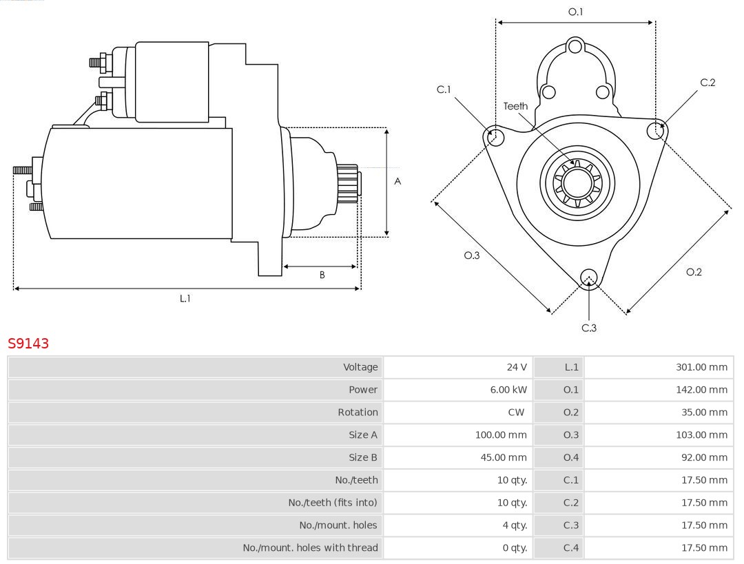 AS-PL S9143 Brandneu AS-PL Starter