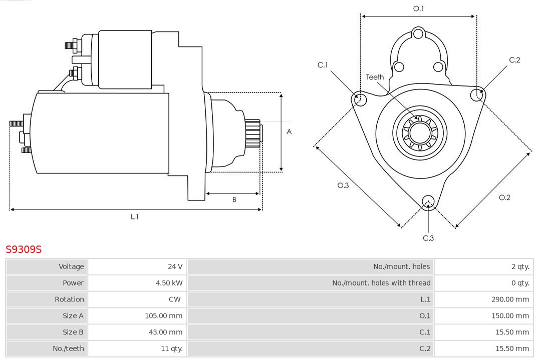 AS-PL S9309S Brandneu AS-PL Starter