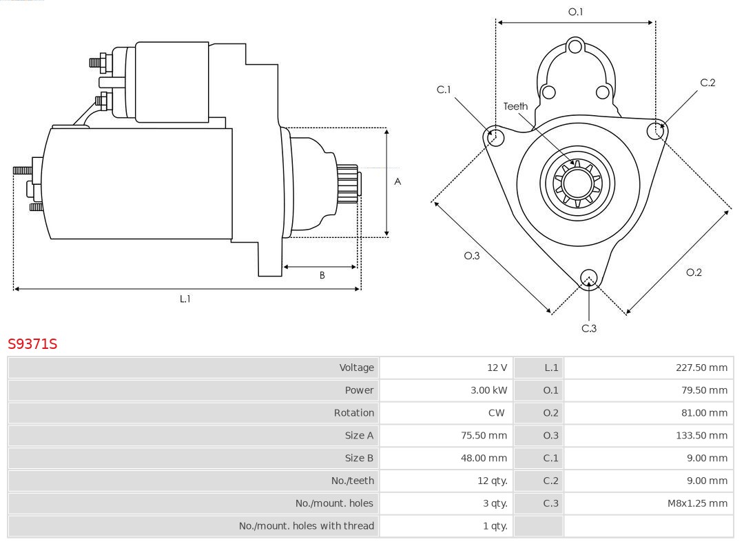 AS-PL S9371S Brandneu AS-PL Starter