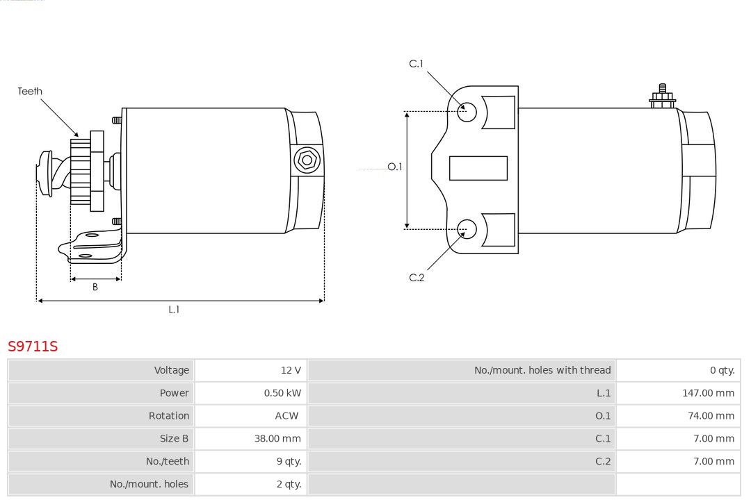AS-PL S9711S Brandneu AS-PL Starter