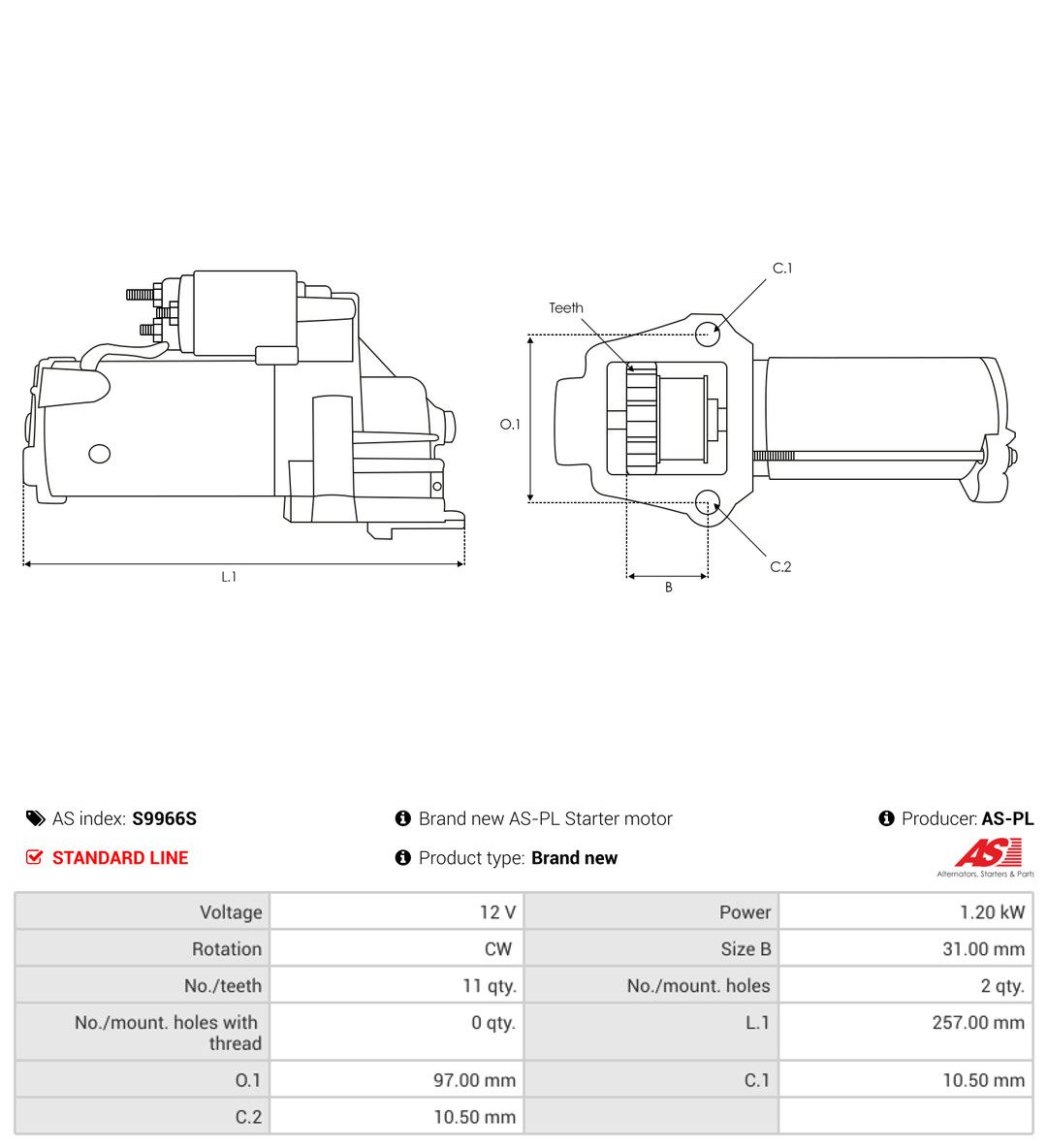 AS-PL S9966S Starter