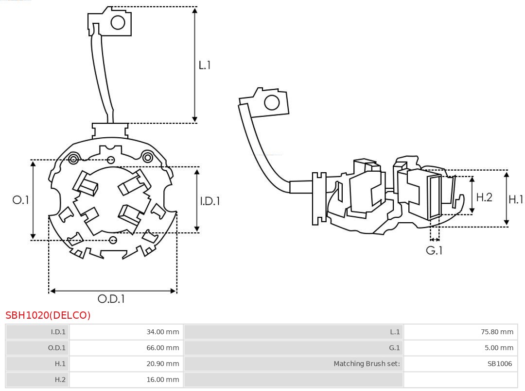 AS-PL SBH1020(DELCO) Børsteholder, starter