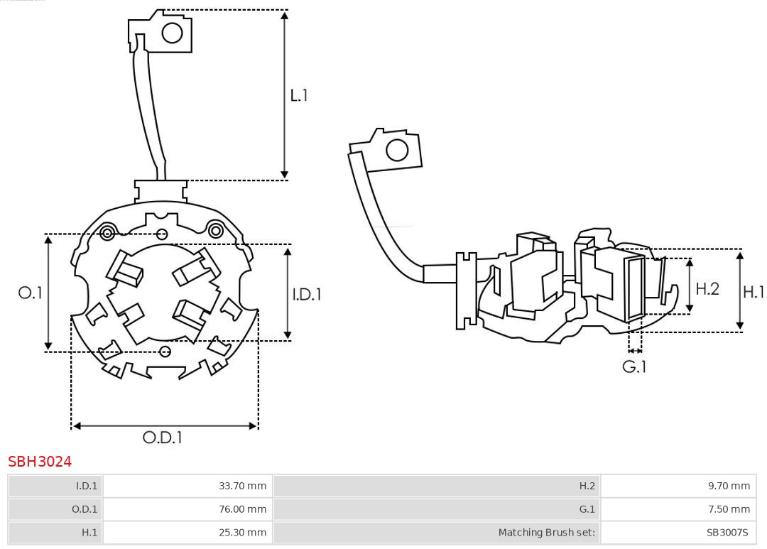 AS-PL SBH3024 Børsteholder, starter