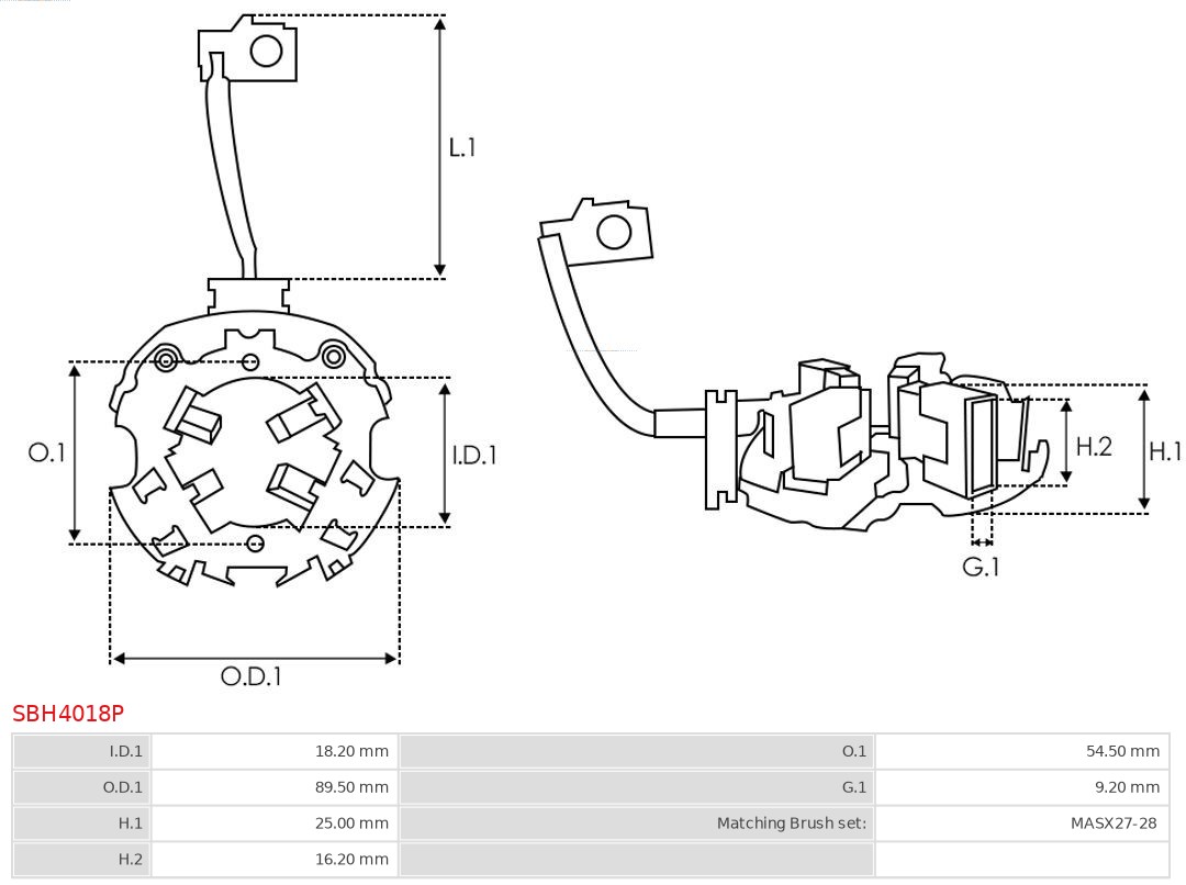 AS-PL SBH4018P Børsteholder, starter