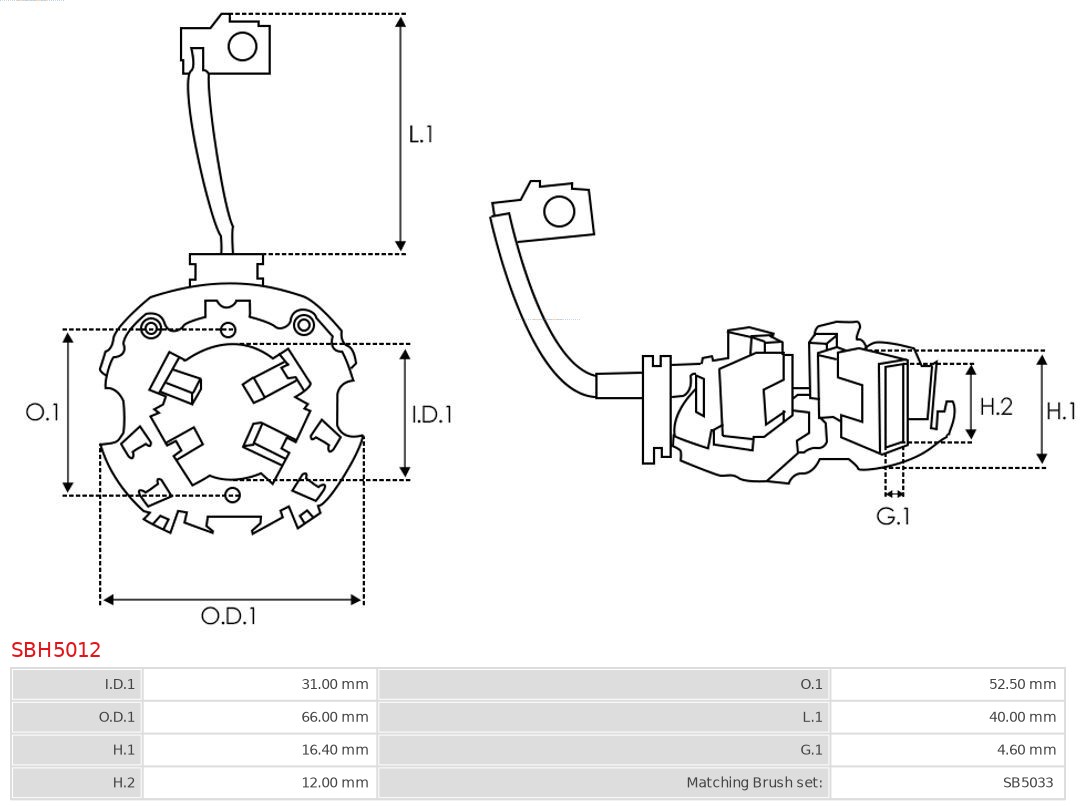 AS-PL SBH5012 Børsteholder, starter