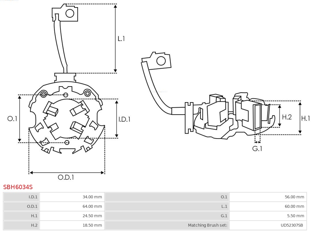 AS-PL SBH6034S Børsteholder, starter