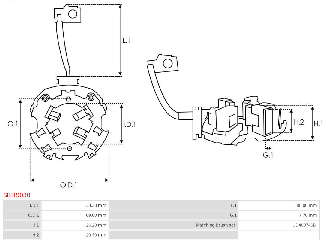 AS-PL SBH9030 Brandneu AS-PL Halter, Kohlebürsten