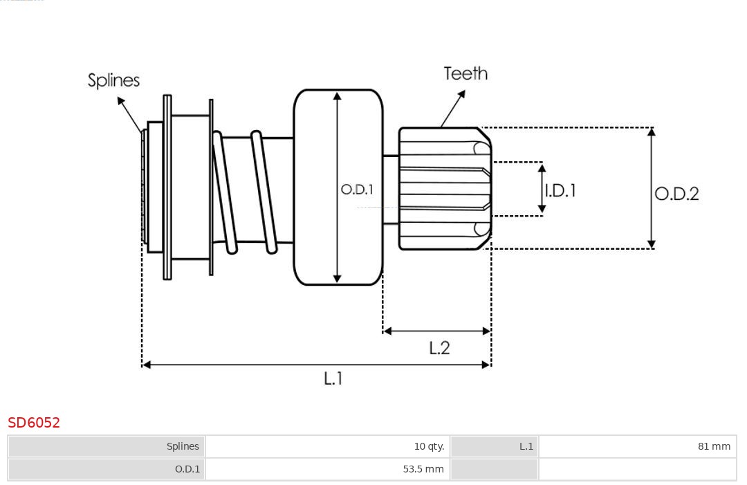 AS-PL SD6052 Brandneu AS-PL Freilaufgetriebe, Starter