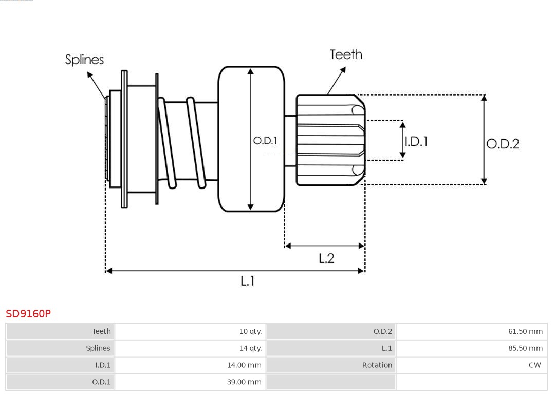 AS-PL SD9160P Friløpsgir, starter