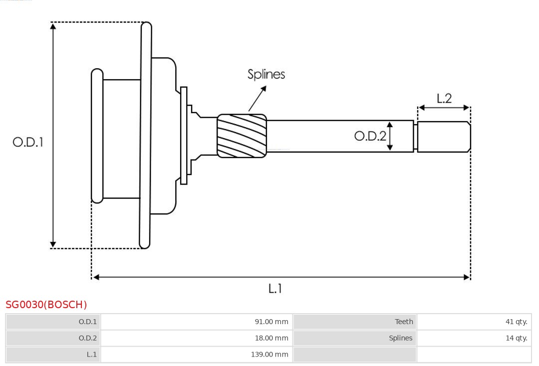 AS-PL SG0030(BOSCH) hulhjul, planetgir (starter)
