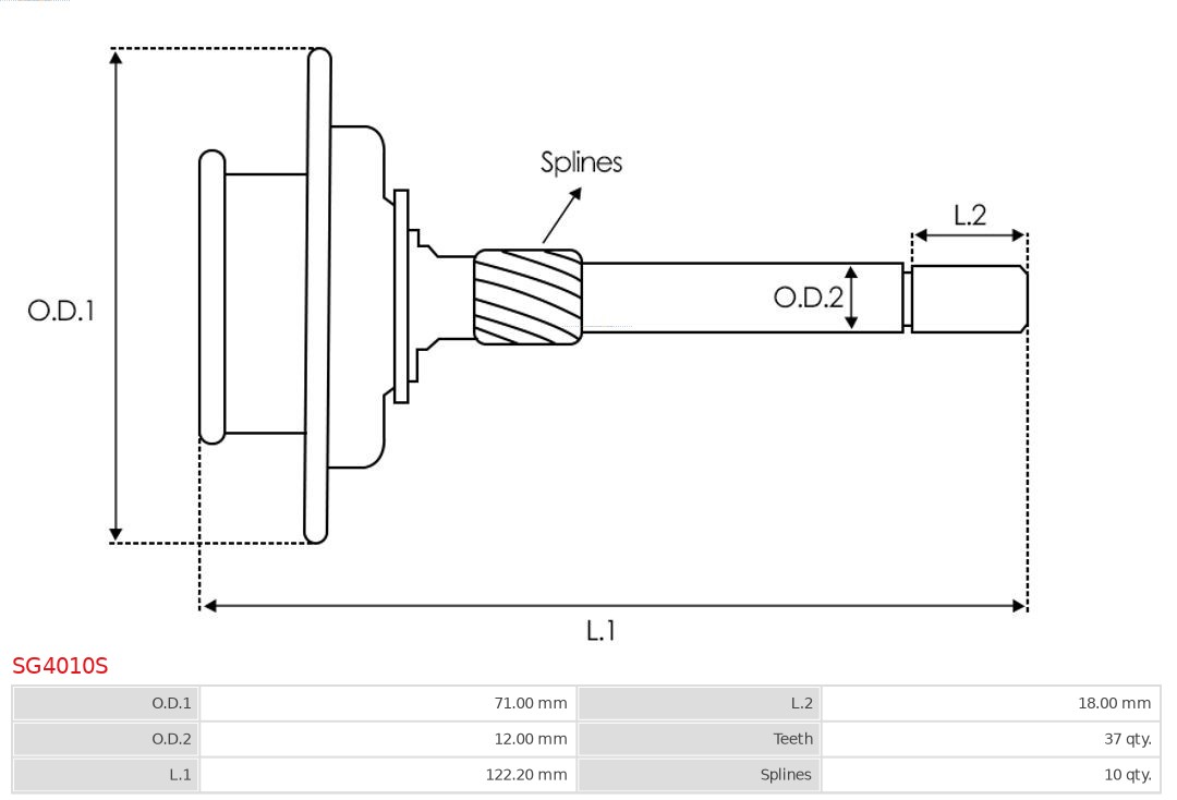AS-PL SG4010S hulhjul, planetgir (starter)