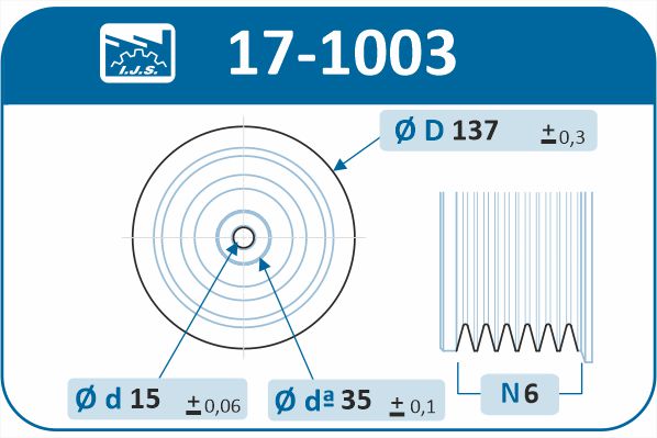 IJS GROUP 17-1003 remskive, veivaksel