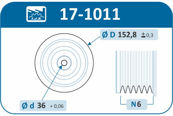 IJS GROUP 17-1011 remskive, veivaksel
