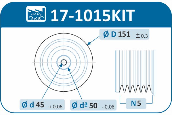 IJS GROUP 17-1015KIT remskivesett, veivaksel