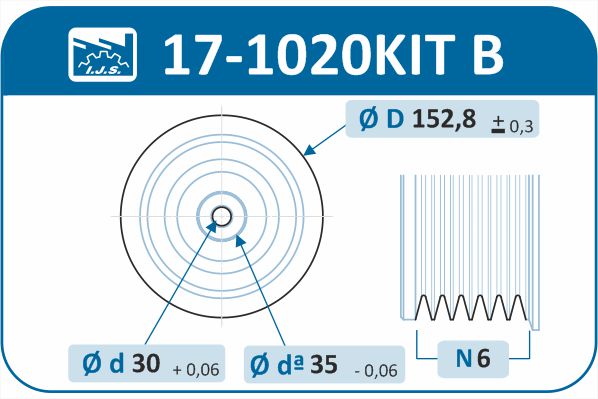 IJS GROUP 17-1020KIT B remskivesett, veivaksel
