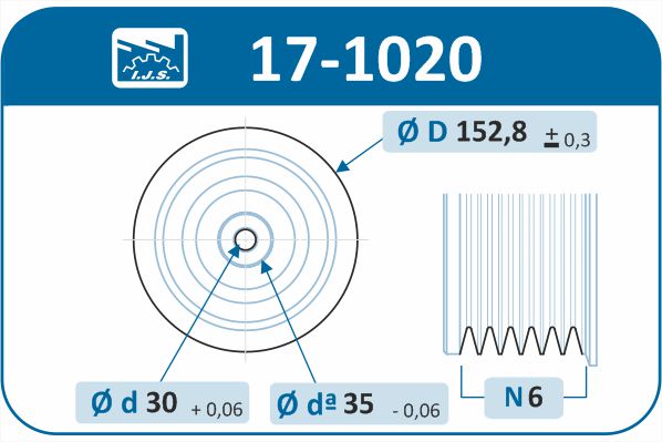 IJS GROUP 17-1020 remskive, veivaksel