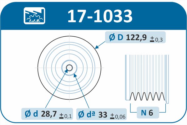 IJS GROUP 17-1033 remskive, veivaksel