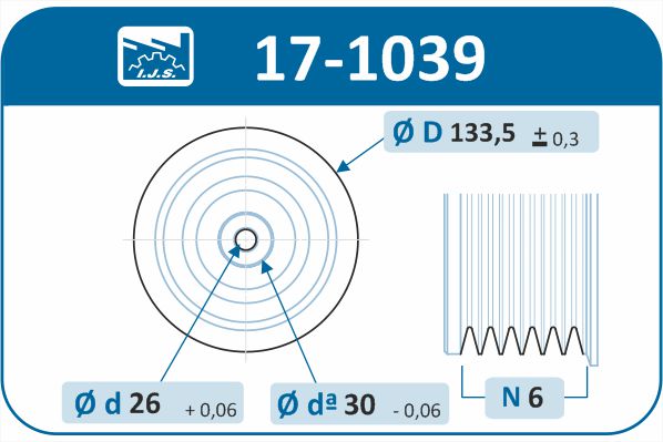 IJS GROUP 17-1039 remskive, veivaksel