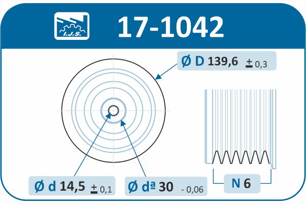 IJS GROUP 17-1042 remskive, veivaksel