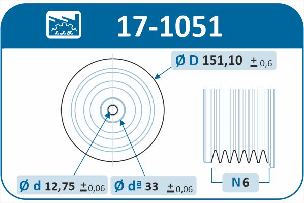 IJS GROUP 17-1051 remskive, veivaksel