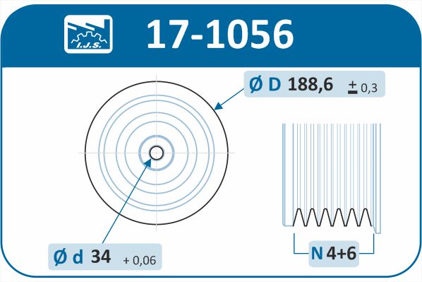 IJS GROUP 17-1056 remskive, veivaksel