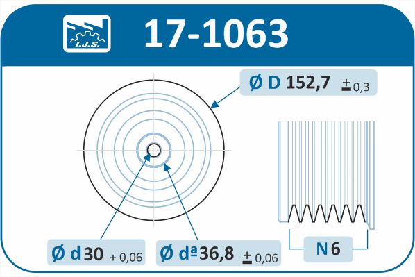 IJS GROUP 17-1063 remskive, veivaksel