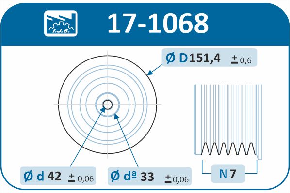 IJS GROUP 17-1068 remskive, veivaksel